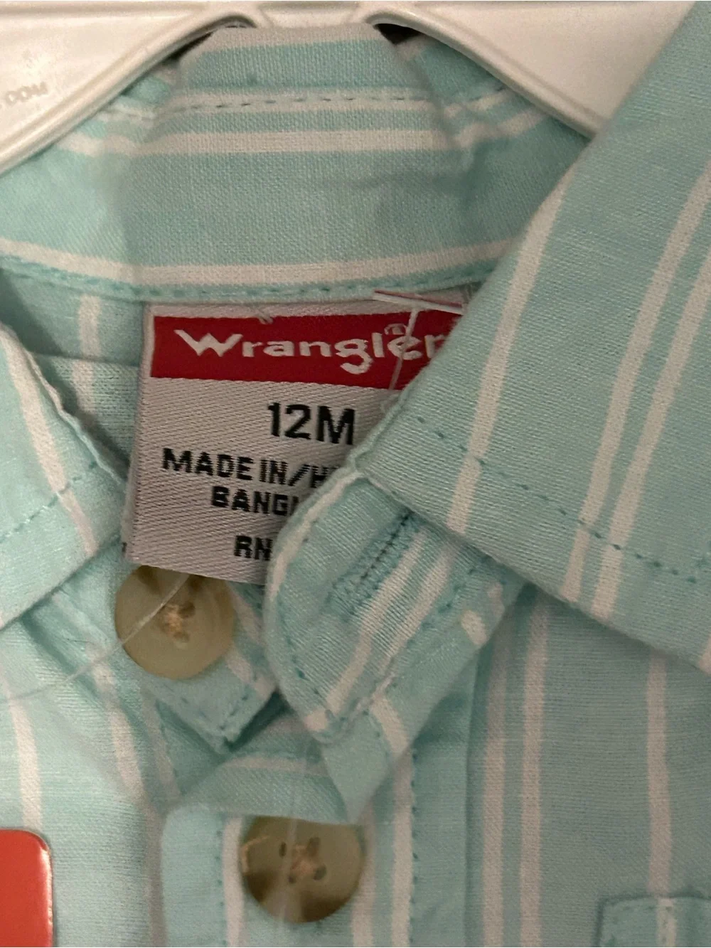 Wrangler Infant 12M 2 Piece Shorts Set Button Up Shirt W/khaki shorts NWT